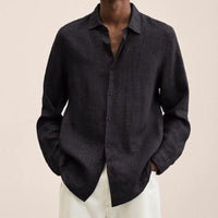 Fred - Linen Button-Up Shirt Black