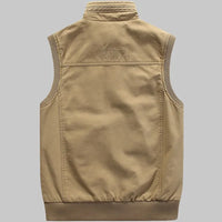 Johnny - Multi-Pocket Tactical Vest Khaki Back