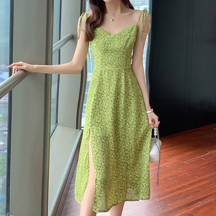 Audrey - Green Floral Midi Dress