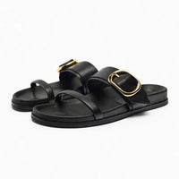 Aki - Adjustable Double Buckle Sandals Black