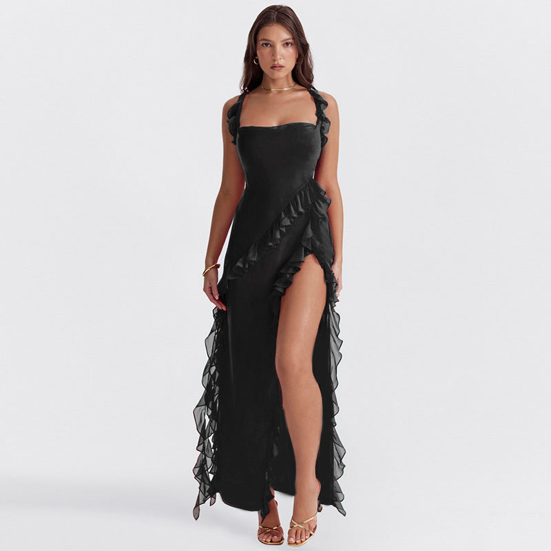 Anny - Ruffle Trim Maxi Dress