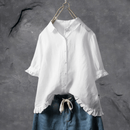 Ana - Ruffled Hem Button-Up Blouse White