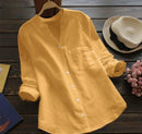 Abby - Button-Down Linen Blouse Yellow