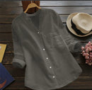 Abby - Button-Down Linen Blouse Gray