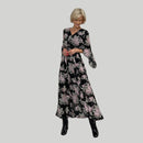 Angela - V-Neck Floral Maxi Dress Black