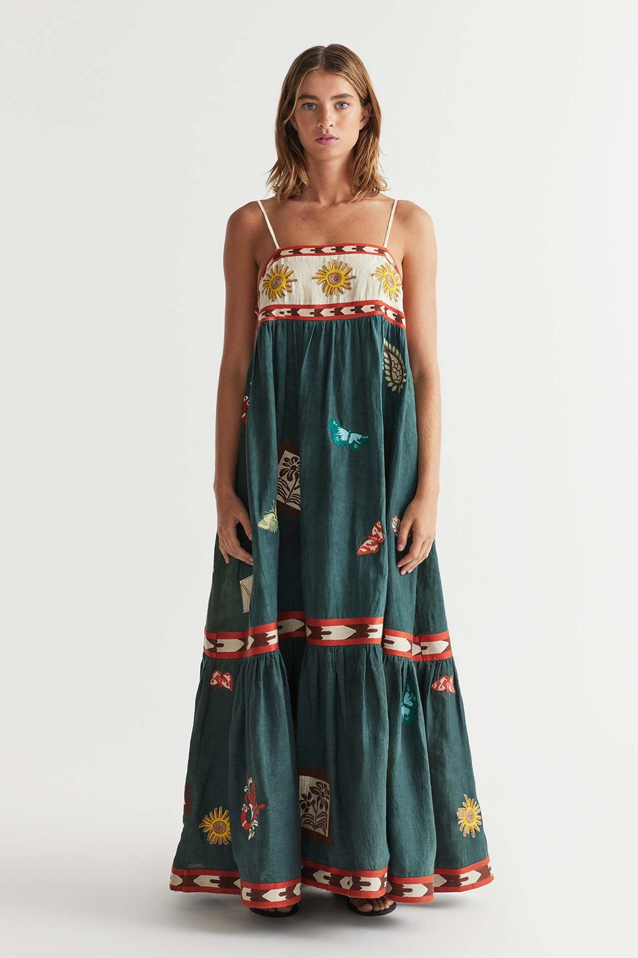 Ann - Embroidered Boho Maxi Dress