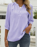 Angelie -Textured V-Neck Blouse Violet