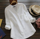 Abby - Button-Down Linen Blouse White