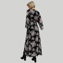 Angela - V-Neck Floral Maxi Dress Black