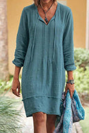 Adelle - Textured Tassel Tunic Dress Blue