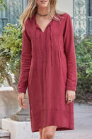 Adelle - Textured Tassel Tunic Dress Red