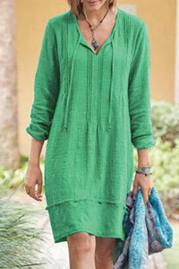 Adelle - Textured Tassel Tunic Dress Green