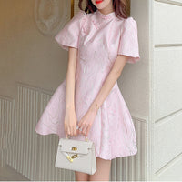 Alice - Puff Sleeve Mini Dress Pink