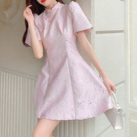 Alice - Puff Sleeve Mini Dress Pink