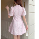 Alice - Puff Sleeve Mini Dress Pink