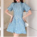 Alice - Puff Sleeve Mini Dress Blue