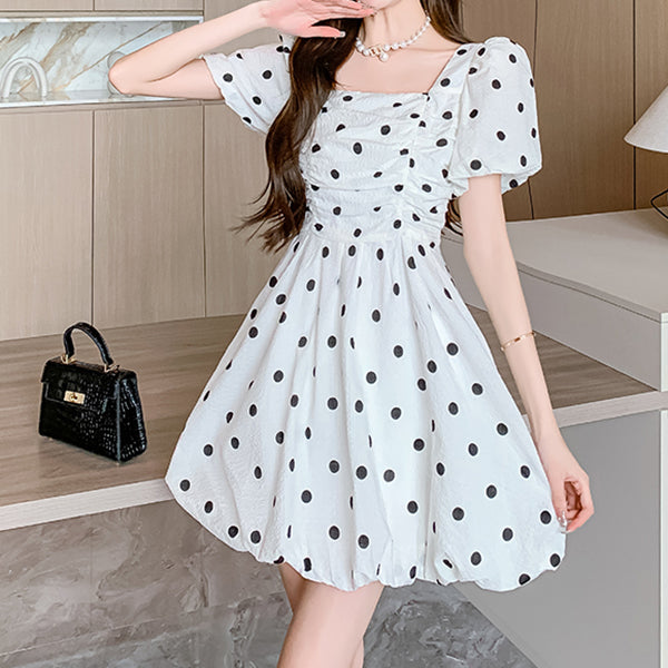 Aisha - Polka Dot Puff Sleeve Dress