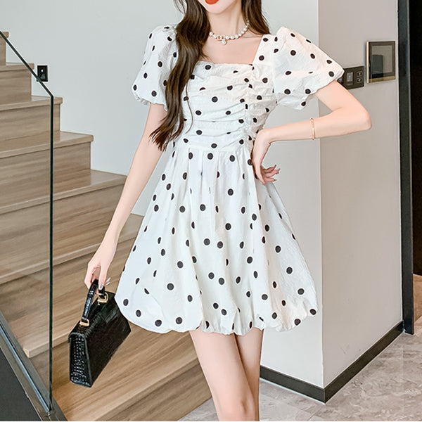 Aisha - Polka Dot Puff Sleeve Dress