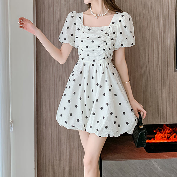 Aisha - Polka Dot Puff Sleeve Dress