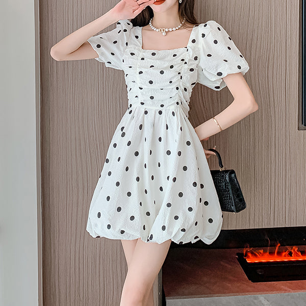 Aisha - Polka Dot Puff Sleeve Dress