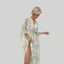 Angela - V-Neck Floral Maxi Dress Yellow