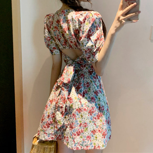 Aurora - Floral Cutout Mini Dress