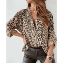 Anne - Leopard Print Button Blouse Beige