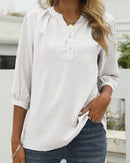 Angelie -Textured V-Neck Blouse White