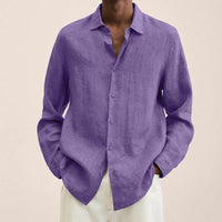 Fred - Linen Button-Up Shirt Purple