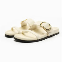 Aki - Adjustable Double Buckle Sandals White