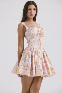 Angelina - Floral Smocked Mini Dress Floral Print 2