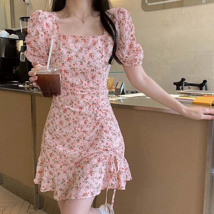 Aurora - Floral Puff Sleeve Mini Dress