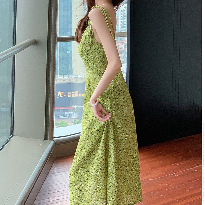 Audrey - Green Floral Midi Dress