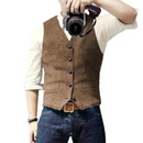 RefineStyle -  Men's Waistcoat Jacket Brown