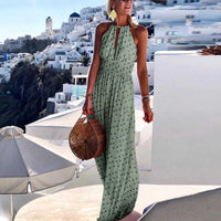 Alice - Boho Halter Maxi Dress Polka Dot