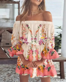 Angel - Off-Shoulder Floral Mini Dress Pink