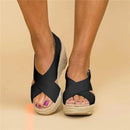 Alex - Crisscross Espadrille Wedge Sandals Black