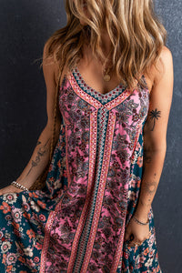 Alira - Floral Hem Boho Midi Dress