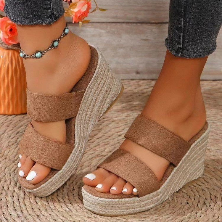 Ann - Canvas Espadrille Wedge Sandals