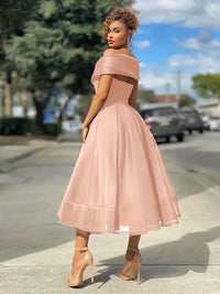 Aga - Off-Shoulder Bridesmaid Dress Pink