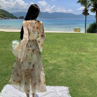 Aria - Sheer Floral Bell Sleeve Dress