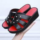 AJ - Studded Crisscross Wedge Sandals Black