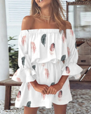 Angel - Off-Shoulder Floral Mini Dress White Paper