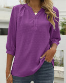 Angelie -Textured V-Neck Blouse Purple