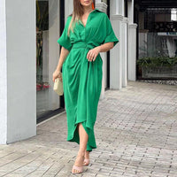 Ann - Button-Down Belted Maxi Dress Green