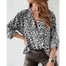 Anne - Leopard Print Button Blouse Gray