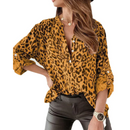 Anne - Leopard Print Button Blouse Yellow