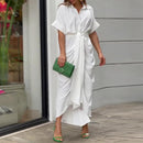 Ann - Button-Down Belted Maxi Dress White