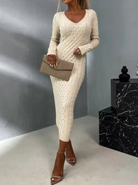 Alex - V-Neck Cable Knit Dress