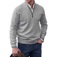 Luxura | Cashmere Zip Men's Sweater Light Gray